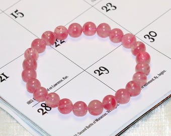 AAA Natural Rhodonite Bracelet | 8mm Stretch Rhodonite Beaded Gemstone Bracelet｜Healing Gemstone Bracelet | Gift for Mom