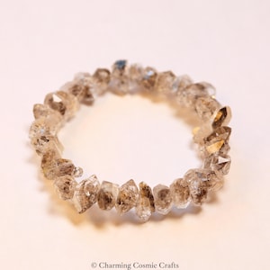 AAA+ Genuine Herkimer Bracelet | 8mm Stretch Natural Herkimer Chip Beaded Gemstone Bracelet | Healing Bracelet