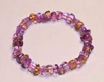 AAAA+  Genuine Ametrine Bracelet | 7mm Stretch Ametrine Beaded Gemstone Bracelet | Healing Crystal | Gift for Her | Natural Ametrine