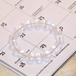 AAA+ Genuine Clear Phantom Quartz Bracelet | 11mm Stretch Natural Clear Quartz Beaded Gemstone Bracelet | Healing Gemstone