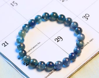 AAA+ 7 mm Echter Kyanit-Armband | Natürliches Kyanit-Stretch-Armband mit runden Edelsteinperlen | Weihnachtsgeschenk