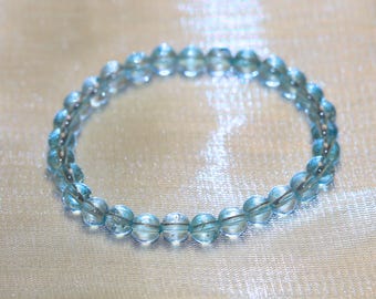 AAAA+ Blue Topaz Bracelet | 7mm Blue Topaz Beaded Stretchable Gemstone Bracelet | December Birthstone｜Healing Gemstone Bracelet
