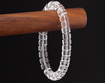 5mm*8mm AAA+ Genuine Natural Clear Quartz Rondelle Stretcth Bracelet