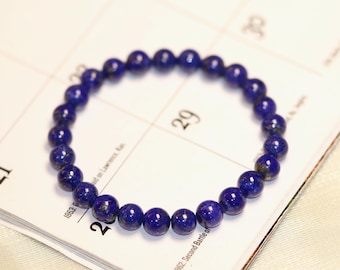 LAST ONE! AAA+ Genuine Lapis Lazuli Bracelet | 7.5mm Stretch Natural Lapis Lazuli  Round Beaded Gemstone Bracelet | Brow Chakra