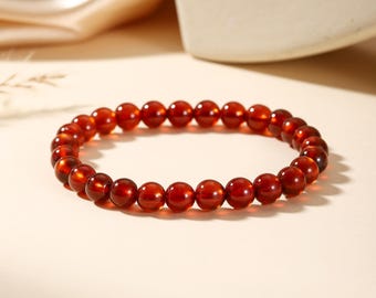 AAA Hessonite Garnet Gemstone Bracelet | 7mm Beaded Stretch Bracelet