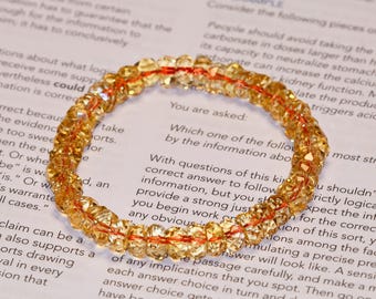 AAAA Unheated Untreated Citrine Beaded Bracelet | Brazilian Gold Citrine Bracelet | 8mm Stretchable Facet Citrine Gemstone Bracelet