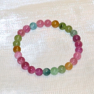 Top Quality Genuine Rainbow Tourmaline Bracelet | Multi-color Tourmaline | 7mm Stretchable Beaded Gemstone Bracelet | Afghanistan Tourmaline