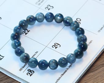 Natürliches Blaues Kyanit Armband | 7 mm echtes Stretch Kyanit Perlen Edelstein Armband | Heilstein Armband | Geschenk für Ihn