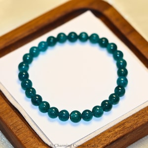 AAA+ Dark Blue Apatite Bracelet | Elegant 6.8mm Blue Apatite Gemstone Bracelet | Stretchable Beaded Bracelet | Healing Gemstone