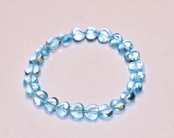 高品質透明ブルートパーズハートブレスレット 幅8mm - Etsy 日本