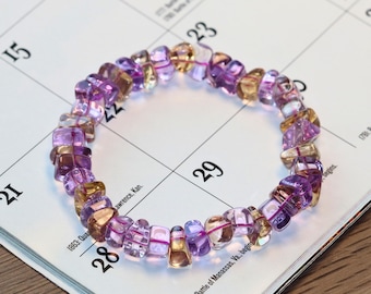 AAAA+ Genuine Ametrine Bracelet | 7mm Stretch Ametrine Beaded Gemstone Bracelet | Healing Crystal | Gift for Her | Natural Ametrine