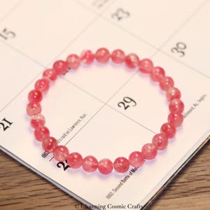 AAA Natural Rhodonite Bracelet | 6.5mm Stretch Rhodonite Beaded Gemstone Bracelet｜Healing Gemstone Bracelet | Gift for Mom