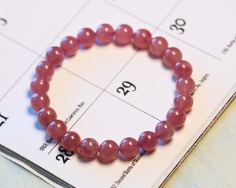 Pulseira de quartzo rosa de Madagascar AAAA genuína | Pulseira de quartzo rosa natural elástica de 8 mm | Joias para noivas | Presente para a mãe