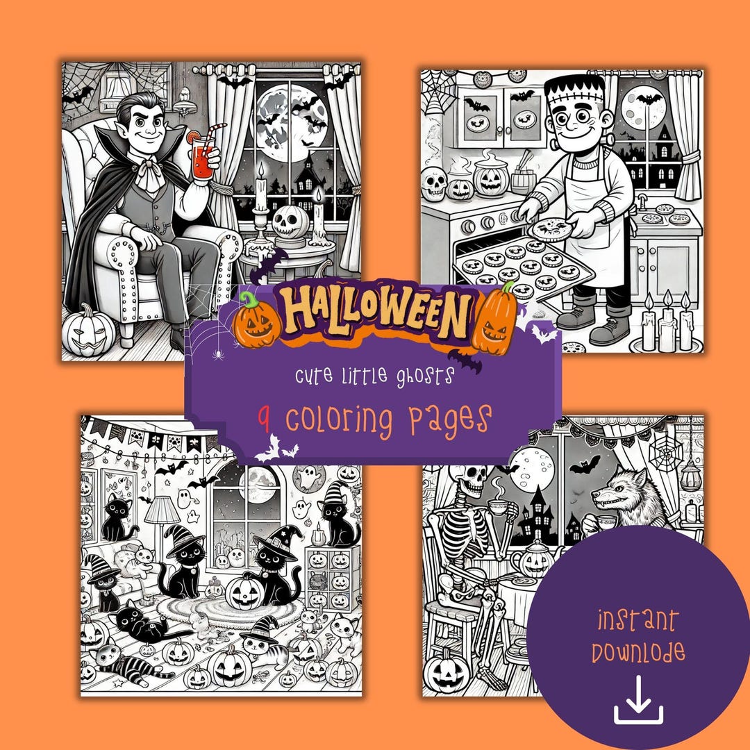 Halloween Cute Little Ghosts Coloring Book | 9 Printable Ghost Pages ...