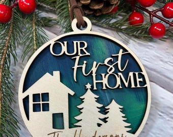 First Home Christmas Ornament Digital Files GLOWFORGE Files Laser Ready SVG