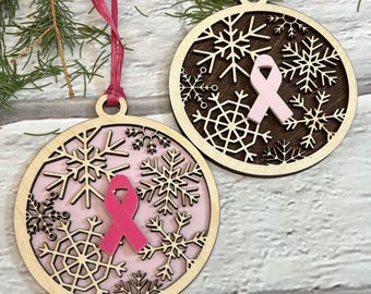 Awareness Ribbon Snowflake Ornament Laser Cut File (SVG, AI, PDF)