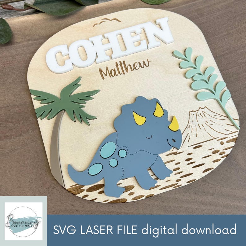 Dinosaur Birth Announcement Sign SVG, Laser Cut File (digital File) - Etsy