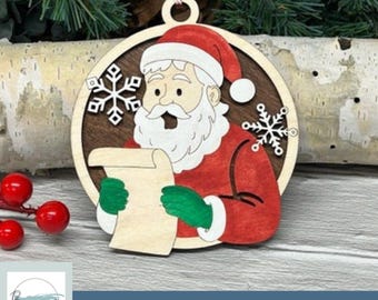 Santa's List Christmas Ornament SVG Digital Files GLOWFORGE Files Laser Ready