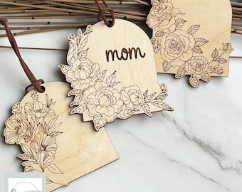 Floral Arched Name Tags Trio Score SVG Digital File GLOWFORGE Files Laser Ready