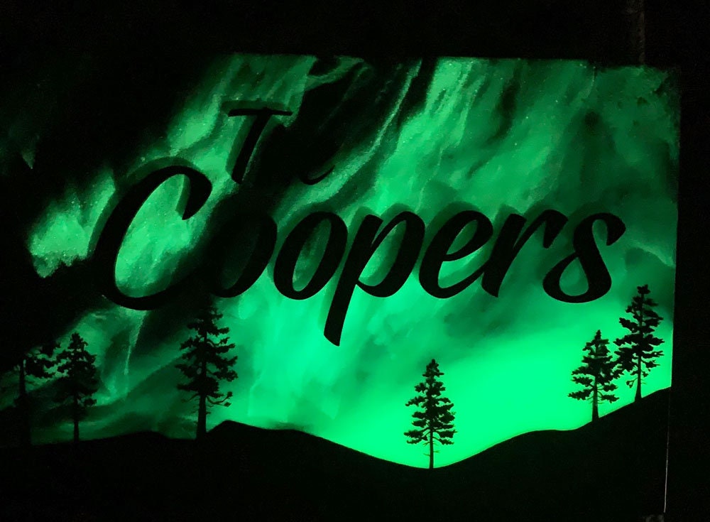 Northern Lights Resin Art Family Name Sign Etsy