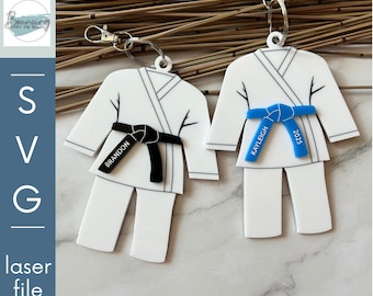 Karate Taekwondo Kimono Dobok Backpack Name Tag SVG Digital Files GLOWFORGE Files Laser Ready