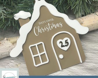 Gingerbread House Christmas Countdown Ornament, Laser Cut SVG (Digital File)