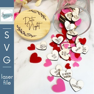 Datum Nacht Glas Herz Tokens Valentinstag SVG Digitale Datei GLOWFORGE Dateien Laser bereit