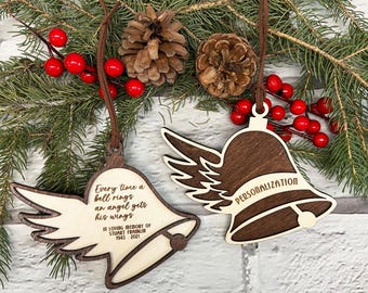 Angel Wings Bell Memorial Ornament, Laser Cut File (SVG, AI, PDF)
