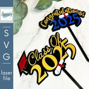 2025 en 2026 afstuderen taarttoppers instellen digitale SVG-bestanden GLOWFORGE-bestanden laserklaar