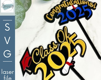 2025 and 2026 Graduation Cake Toppers Set SVG Digital Files GLOWFORGE Files Laser Ready