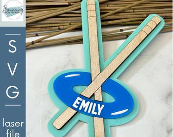 Ringette Keychain SVG File, Laser Cut Name Tag (Digital File)