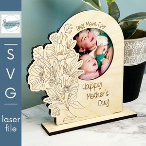 Marco de fotos para el Día de la Madre con amapolas Archivo digital SVG Archivos GLOWFORGE compatibles con láser