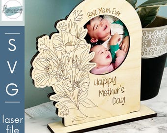 Poppies Mother's Day Photo Picture Frame SVG Digital File GLOWFORGE Files Laser Ready