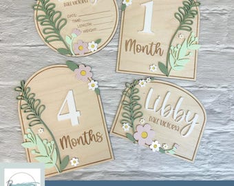 Daisy Garden Baby Milestone SVG, Birth Announcement (Digital File)