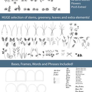 ENORME Monte seu próprio buquê Flores do mês de nascimento Arquivo digital SVG Arquivos GLOWFORGE Pronto para laser para o dia das mães, bebê, placas de nome, casamentos