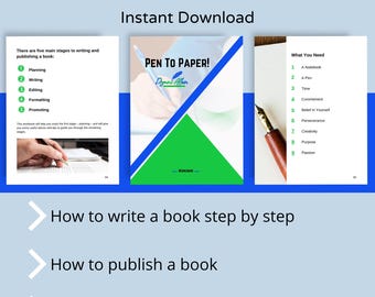 Pen To Paper Workbook, Author Book Writer guide, Book Promotion Book Novel Launch, book publishing