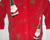 Vintage Christopher Radko Bellepointe Christmas Santa Ornament Cardigan Sweater Vest Red