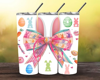 Ostern Krankenschwester Tumbler Wrap PNG | Hasenohren Stethoskop Bow | Krankenschwester Ostern Sublimation Design 20 Unzen Skinny Tumbler Wrap Krankenschwester Geschenk