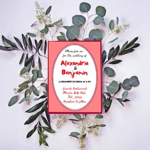 Hand drawn Wedding Invitation template, Hand drawn scribble illustrated Fun Wedding Invite, Instant downloadable editable template