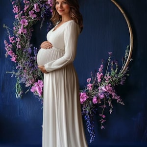 Maternity Photography Magic: Floral Ring Digital Overlays & Backdrops Bundle 10 Floral Ring Digital Backdrops Backdrop for Photoshop