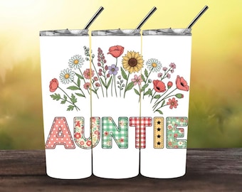 Tante, Blumen Tante Nahtlose Sublimationsdesigns, Tante Skinny Tumble 20oz Design PNG, digitaler Download