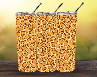 Giraffe Print Tumbler Wrap PNG, 20oz Skinny Tumbler Sublimation Design, Animal Print Tumbler Template, Giraffe Pattern Wrap Instant Download