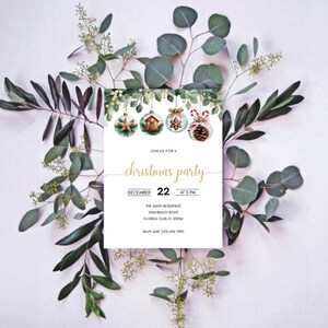 Ornament Christmas Party Invitation, Holiday Party Invitation Template, Editable Ornament Christmas Invitation, Ornament Exchange