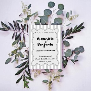 Hand drawn Wedding Invitation template, Hand drawn scribble illustrated Fun Wedding Invite, Instant downloadable editable template