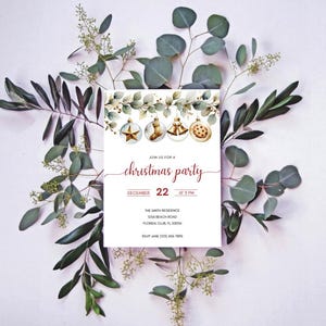 Ornament Christmas Party Invitation, Holiday Party Invitation Template, Editable Ornament Christmas Invitation, Ornament Exchange