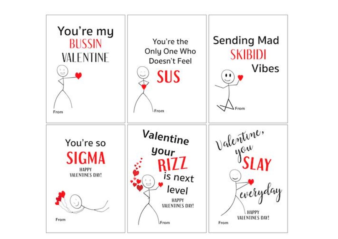 Slang Kids Valentine's Day Cards Get Z Funny Printable Classroom ...