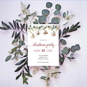 Ornament Christmas Party Invitation, Holiday Party Invitation Template, Editable Ornament Christmas Invitation, Ornament Exchange