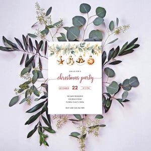 Ornament Christmas Party Invitation, Holiday Party Invitation Template, Editable Ornament Christmas Invitation, Ornament Exchange