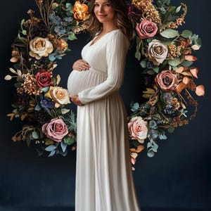 Maternity Photography Magic: Floral Ring Digital Overlays & Backdrops Bundle 10 Floral Ring Digital Backdrops Backdrop for Photoshop