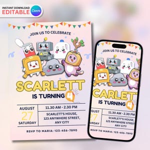 Lankybox Birthday Invitation, lankybox birthday, lankybox invitation, lankybox printable, Editable in Canva
